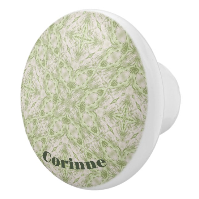 Monogram Name Sage Green Pattern | Ceramic Knob (Right)