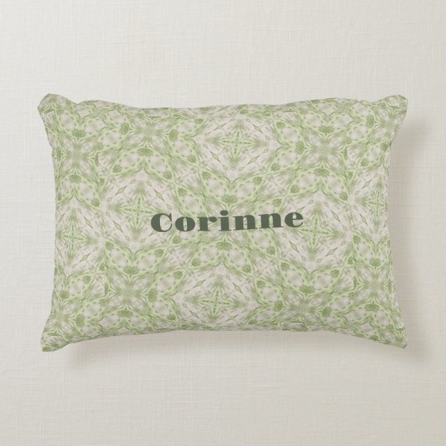 Monogram Name Sage Green Pattern | Decorative Cushion (Front)