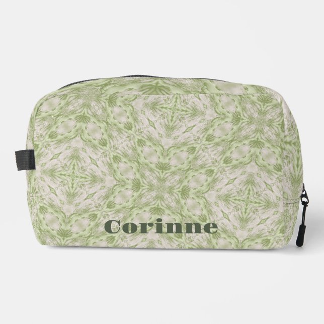 Monogram Name Sage Green Pattern | Dopp Kit (Front)