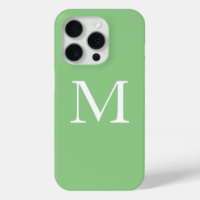 Monogram Name Sage Green White Simple Custom Colou