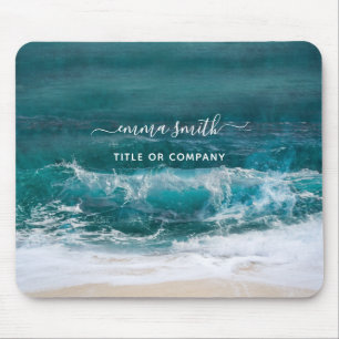 Monogram Name Script Beach Ocean Modern Mouse Pad