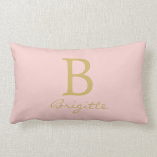 Monogram Name Script Letter B Modern Pink Template Lumbar Cushion