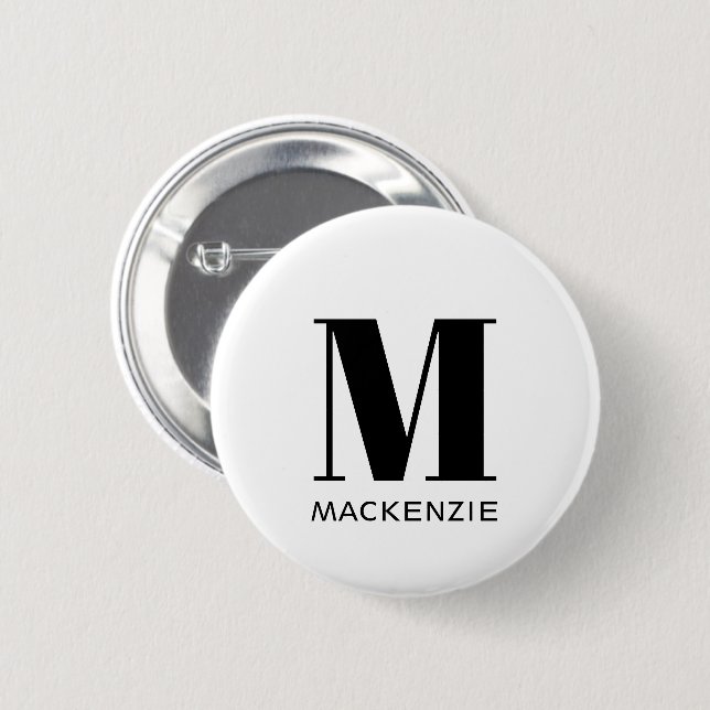 Monogram Name Simple 6 Cm Round Badge (Front & Back)