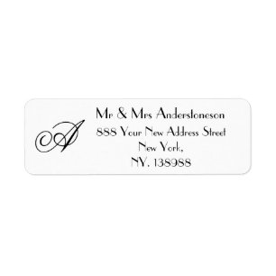 Monogram + Name Simple Chic Wedding Return Address Label