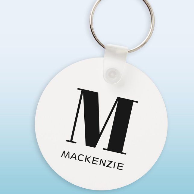 Monogram Name Simple Key Ring (Modern monogram personalized name keyring)