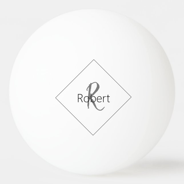 Monogram Name Simple Modern Minimalist White Black Ping Pong Ball (Front)