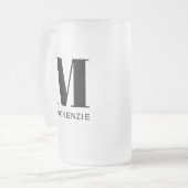 Monogram Name Simple Personalised Frosted Glass Beer Mug (Front Left)