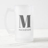 Monogram Name Simple Personalised Frosted Glass Beer Mug (Left)