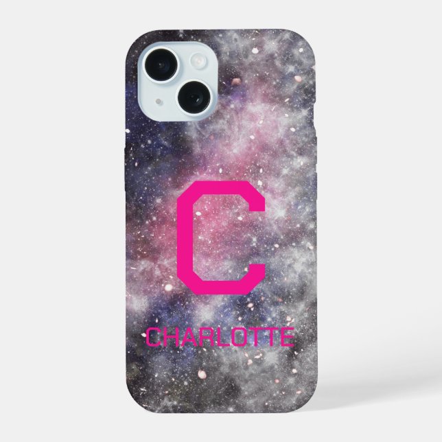 Monogram Name Space  iPhone 15 Case (Back)