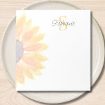 Monogram Name Sunflower Notepad<br><div class="desc">This floral personalized notepad features a yellow watercolor sunflower and stylish typography.
Easily customizable with your name and monogram.
Original Watercolor © Michele Davies.</div>