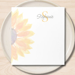 Monogram Name Sunflower Notepad
