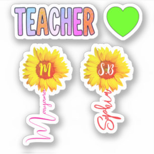 Monogram Name Sunflowers for Girls   Teacher Gift