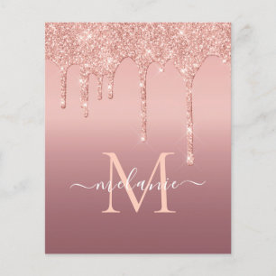 Monogram Name Text Rose Gold Blush Glitter Flyer
