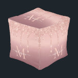 Monogram Name Text Rose Gold Blush Glitter Pouf<br><div class="desc">Monogram Name Text Rose Gold Blush Glitter Sparkle Personalised Birthday - Anniversary or Wedding Gift / Suppliest - Add Your Letter / Name - Text or Remove - Make Your Special Gift - Resize and move or remove and add text / elements with customisation tool. Design by MIGNED. Please see...</div>