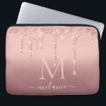 Monogram Name Text Rose Gold Blush Glitter Sparkle Laptop Sleeve<br><div class="desc">Monogram Name Text Rose Gold Blush Glitter Sparkle Personalised Anniversary - Party or Wedding Gifts / Supplies - Add Your Letter / Name - Text or Remove - Make Your Special Gift - Resize and move or remove and add text / elements with customisation tool. Design by MIGNED. Please see...</div>