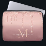 Monogram Name Text Rose Gold Blush Glitter Sparkle Laptop Sleeve<br><div class="desc">Monogram Name Text Rose Gold Blush Glitter Sparkle Personalised Birthday - Anniversary or Wedding Gift / Suppliest - Add Your Letter / Name - Text or Remove - Make Your Special Gift - Resize and move or remove and add text / elements with customisation tool. Design by MIGNED. Please see...</div>