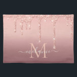 Monogram Name Text Rose Gold Blush Glitter Sparkle Placemat<br><div class="desc">Monogram Name Text Rose Gold Blush Glitter Sparkle Personalised Birthday - Anniversary or Wedding Gift / Suppliest - Add Your Letter / Name - Text or Remove - Make Your Special Gift - Resize and move or remove and add text / elements with customisation tool. Design by MIGNED. Please see...</div>