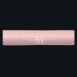 Monogram Name Text Rose Gold Blush Glitter Sparkle Short Table Runner<br><div class="desc">Monogram Name Text Rose Gold Blush Glitter Sparkle Personalised Birthday - Anniversary or Wedding Gift / Suppliest - Add Your Letter / Name - Text or Remove - Make Your Special Gift - Resize and move or remove and add text / elements with customisation tool. Design by MIGNED. Please see...</div>