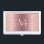 Monogram Name Text Rose Gold Business Card Case<br><div class="desc">Business Card Cases with Monogram Rose Gold Blush Glitter Sparkle Personalised Birthday - Anniversary or Wedding Gift / Suppliest - Add Your Letter or Remove - Make Your Special Business Card Case Gift - Resize and move or remove and add text / elements with Customisation tool. Choose fonts / size...</div>