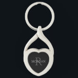 Monogram & Name, Trendy Black with Grey Text Key Ring<br><div class="desc">Personalise with your Monogram and Name In Grey Text.</div>