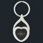 Monogram & Name, Trendy Black with Grey Text Key Ring<br><div class="desc">Personalise with your Monogram and Name In Grey Text.</div>