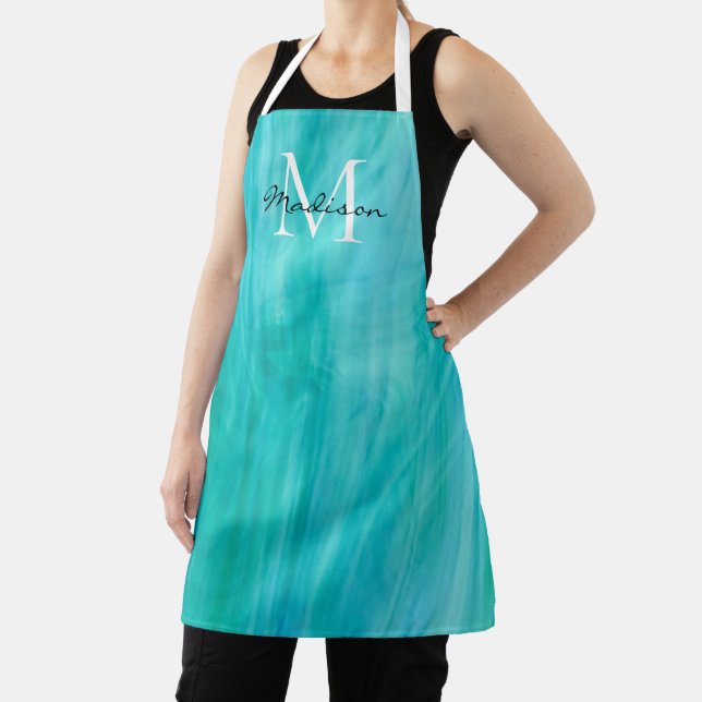Monogram Name Turquoise  Apron (Insitu)