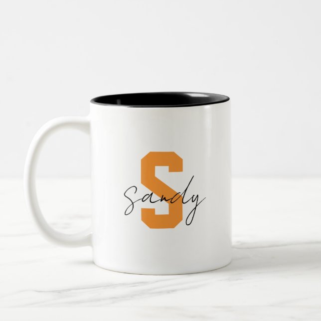 Monogram name  Two-Tone coffee mug (Left)