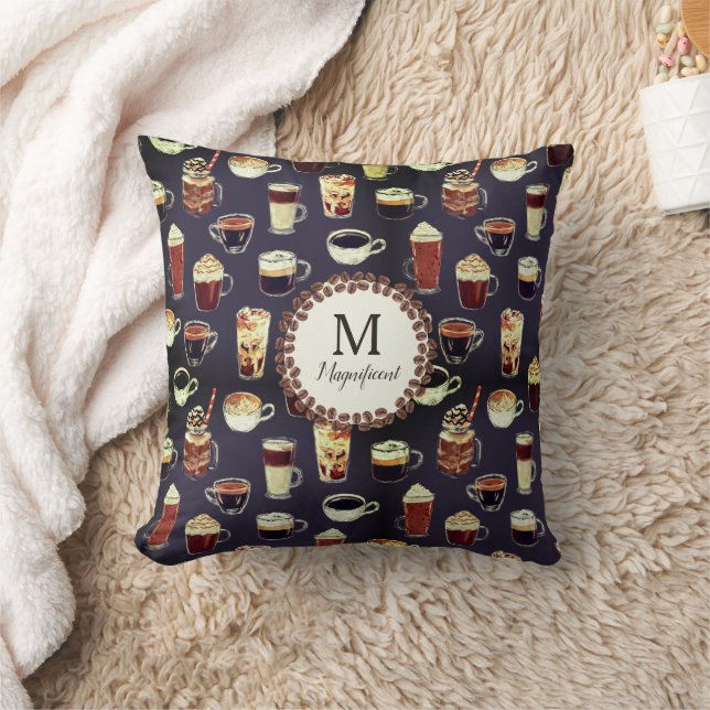 Monogram Name Venti Coffee Lover Cushion (Blanket)