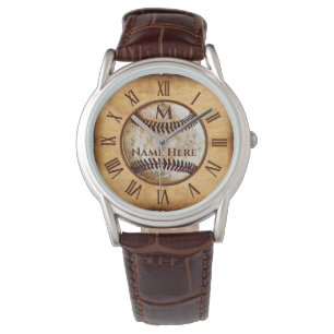 Monogram, Name Vintage Look Baseball Wrist Watch