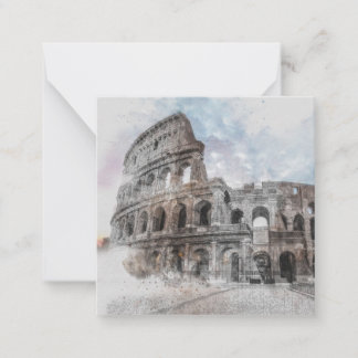 Monogram & Name Watercolor Colosseum Rome Italy Card