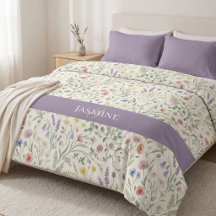 Monogram Name Wildflower Boho Lavender Poppies