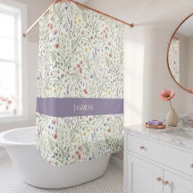 Monogram Name Wildflower Boho Lavender Poppies