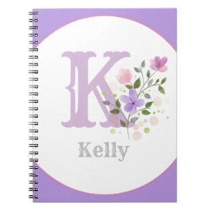 Monogram & Name with Flowers Notebook
