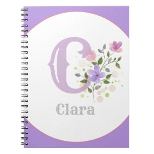Monogram & Name with Flowers Notebook