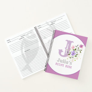 Monogram & Name with Flowers Notebook