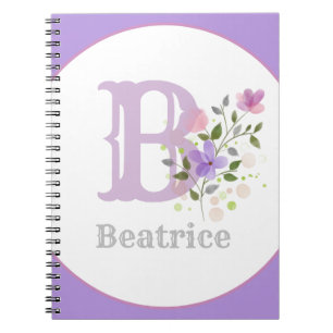 Monogram & Name with Flowers Notebook