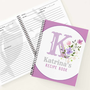 Monogram & Name with Flowers Notebook