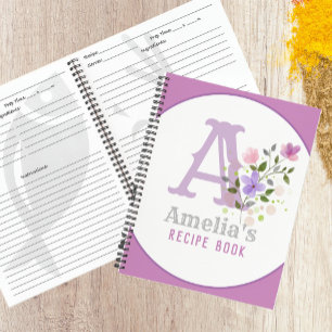 Monogram & Name with Flowers Recipe Book