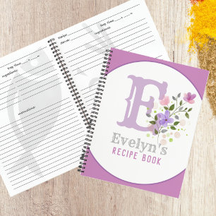 Monogram & Name with Flowers Recipe Notebook