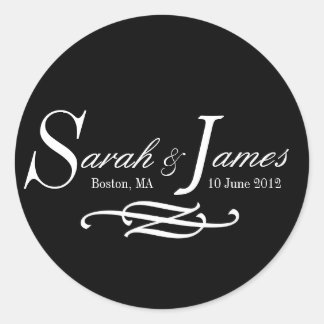 Monogram Names Date Place Wedding Labels