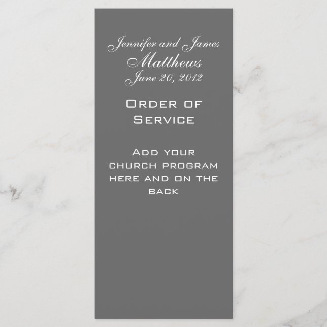 Monogram Names Date Wedding Service Church Program (Front)