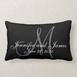 Monogram Names Photo Wedding Keepsake Lumbar Cushion