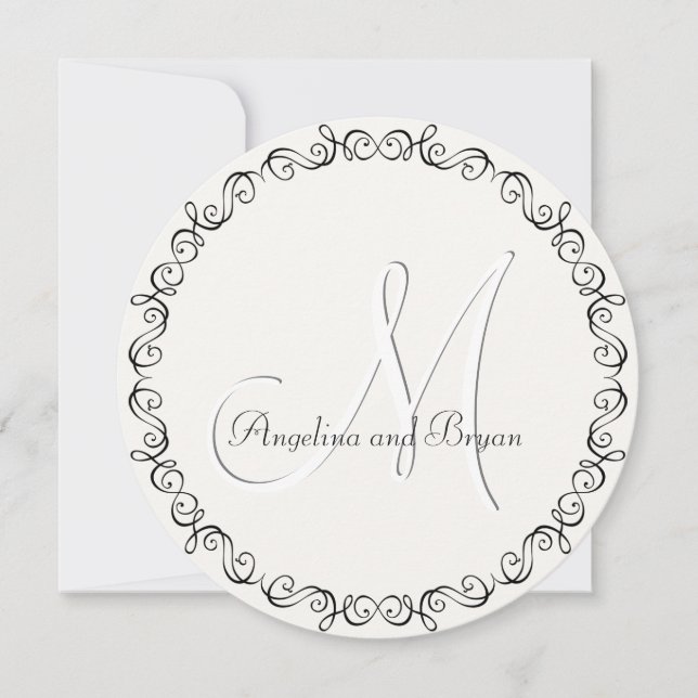 Monogram Names Simple Wedding Invitation (Front)