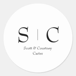 Monogram Names Sticker - Wedding Stationary Decor