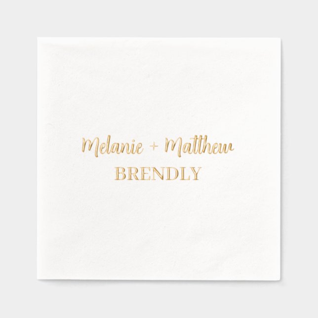 Monogram Names Wedding Elegant Hand Lettered Gold Foil Napkins (Front)