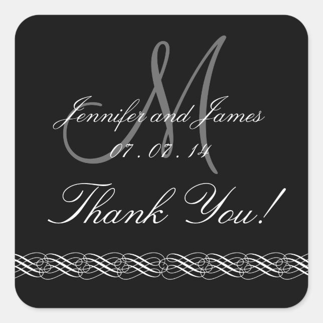 Monogram Names Wedding Thank You Stickers (Front)