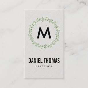 Monogram / Natural / Wreath Business Card