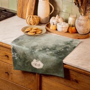 Monogram Nature Stamp Custom Name Tea Towel