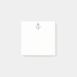 Monogram Nautical Anchor Navy Blue Post-it Notes