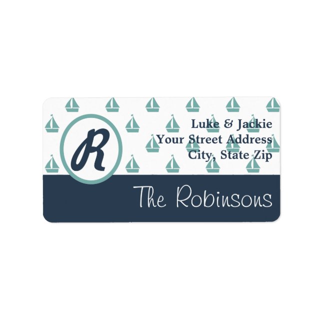 Monogram Nautical Boating Envelope Address Labels (Front)